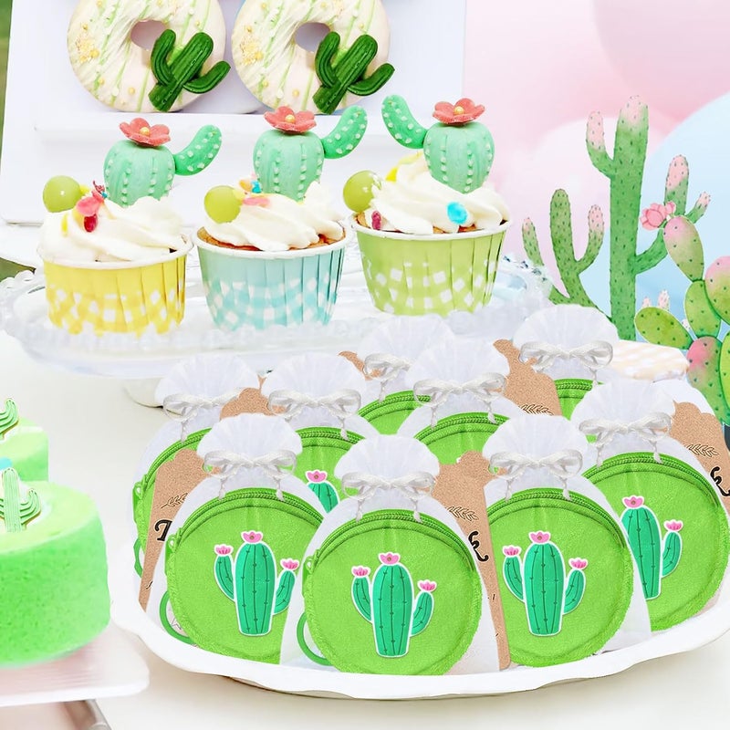 Elecrainbow 15 Pack Cactus Coin Purses with Keyring for Cactus Tropical Mexican Western Desert Hawaiian Summer Themed Party Decoration,Green - Image 5